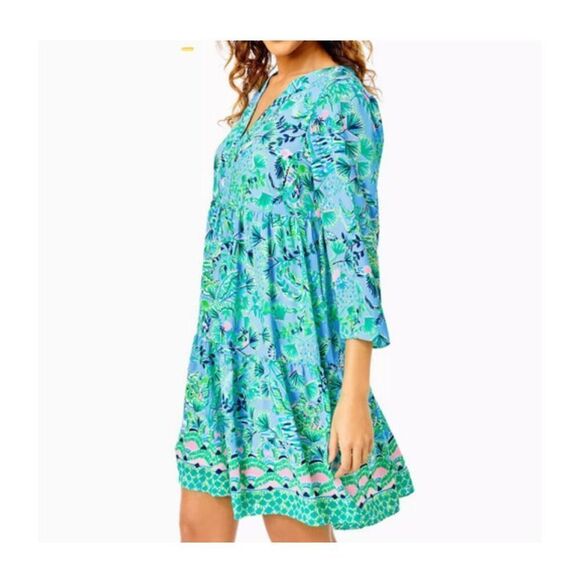 LILLY PULITZER Martine Dress Frenchie Blue Mosaic Shells Dress XXS $228.00 - Picture 2 of 9
